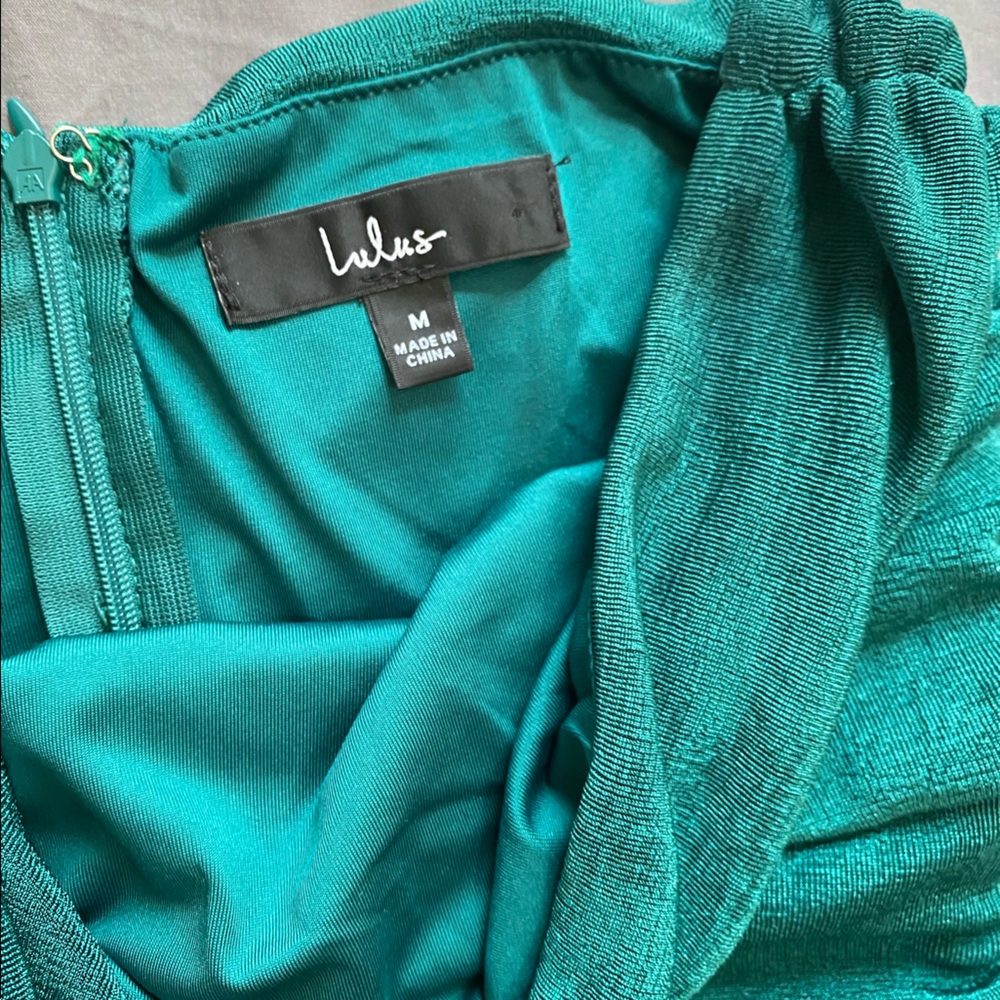 Lulu’s Natural Treasure Emerald Green One-Shoulder Ruched Mini Dress - Picture 2 of 5